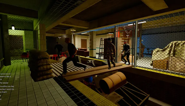 Players chase each other across a plank bridge in the sewers